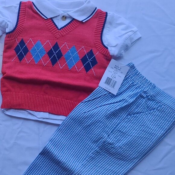 Kohl’s Red Sweater Vest Set – Baby Boy, 12M, 3pc, Nwt - Picture 1 of 3